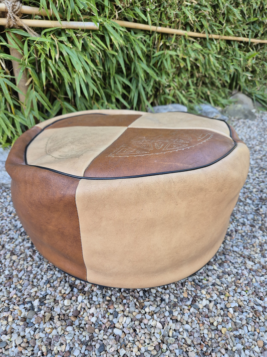 Sitzkissen / Pouf Vintage leder braun und beige