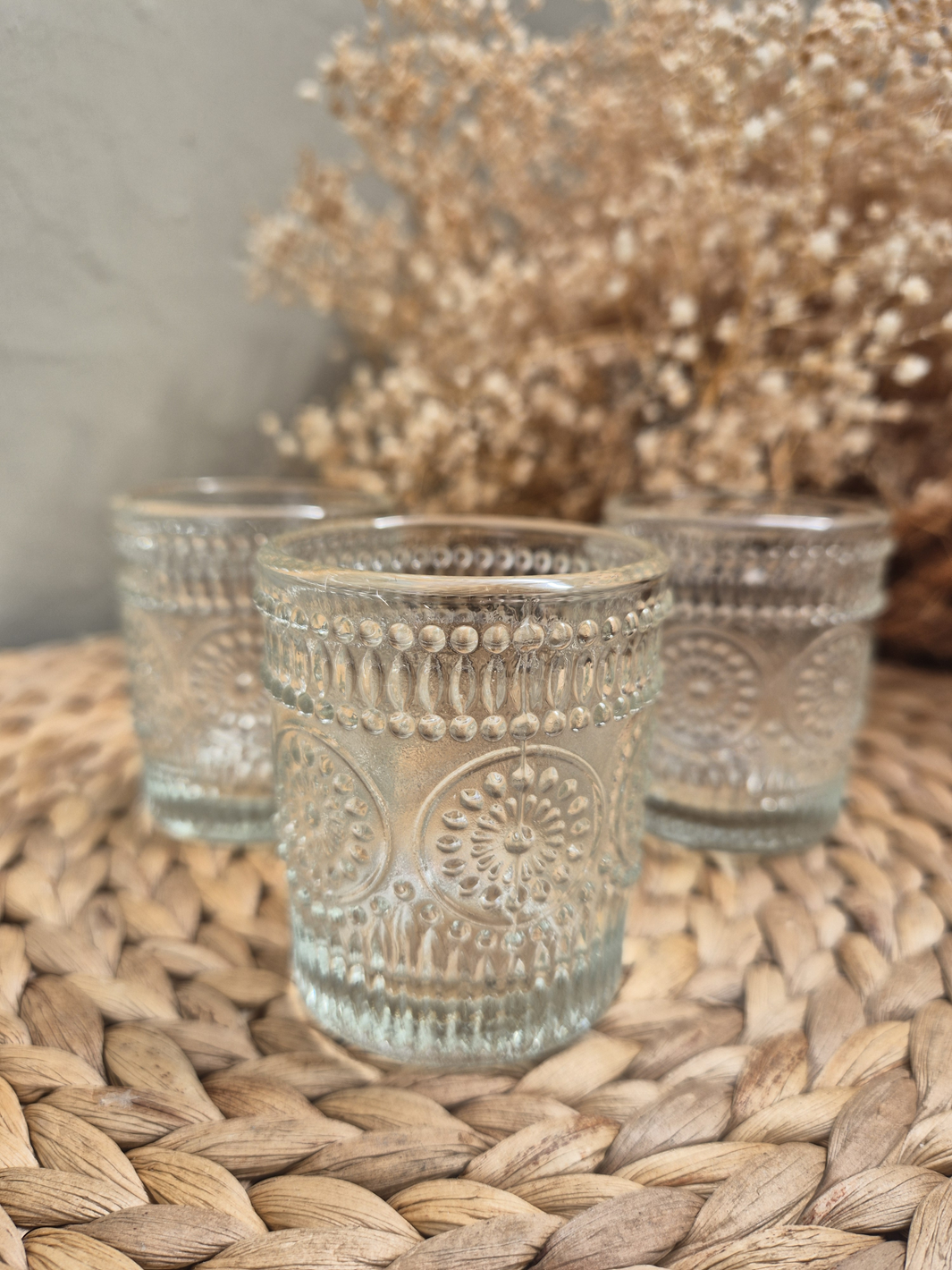 Teelichthalter Klaglas Vintage-Boho-Look Bohemian